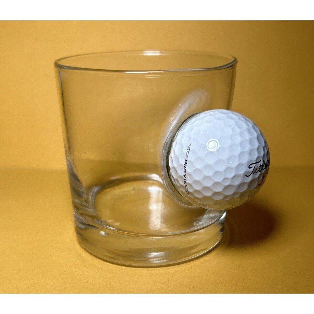 BenShot Golf Ball Rocks Glass w/Real Titleist Golf Ball In Whiskey Glass - Picture 2 of 6